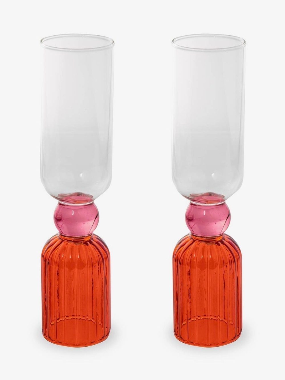 ban.do Orange and Pink Sculpted bar glass set- Pair